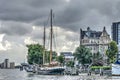 Sailing ship at historic harbour