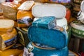 ROTTERDAM, THE NETHERLANDS - Blue lavanda cheese on Market