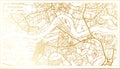 Rotterdam Netherlands City Map in Retro Style in Golden Color. Outline Map