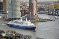 Cruiseship leaving Rotterdam Royalty Free Stock Photo