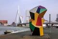 Rotterdam in Netherlands: Erasmus Bridge and harbor Royalty Free Stock Photo