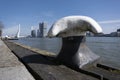 Rotterdam, Erasmusbridge with quay and mooring posts Royalty Free Stock Photo