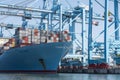 Estelle Maersk a danish container ship lying in the harbour of Rotterdam being