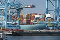 Estelle Maersk a danish container ship lying in the harbour of Rotterdam being