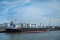 Kriti Rock oil tanker being processed, port of Rotterdam, Netherlands