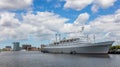 Harbor of Rotterdam, Netherlands. Cruise ship anchored at port