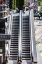Outdoor escalator in the city center, sunny day. Rotterdam Netherlands Royalty Free Stock Photo