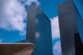 Huge skyscrapers in Rotterdam. Gebouw Delftse Poort a tall glassy building next to the central railway station