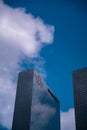 Huge skyscrapers in Rotterdam. Gebouw Delftse Poort a tall glassy building next to the central railway station Royalty Free Stock Photo