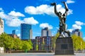 Rotterdam, The Netherlands - May, 2018: Bronze monument Destroyed City and war memorial created by renowned artist Ossip Zadkine.