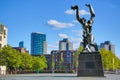 Rotterdam, The Netherlands - May, 2018: Bronze monument Destroyed City and war memorial created by renowned artist Ossip Zadkine.