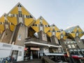 ROTTERDAM, NETHERLANDS - MAY 31, 2018: Cube houses Kubuswoningen - city most iconic attractions. Architect tilted a traditional,