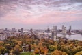 Rotterdam, purple sky, autumn park Royalty Free Stock Photo