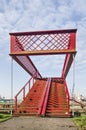 Red steel pedestrian bridge Royalty Free Stock Photo