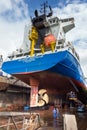 Work ship repair dry dock Royalty Free Stock Photo