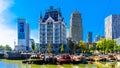Historic buildings and Modern High Rise buildings in the city of Rotterdam Royalty Free Stock Photo
