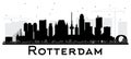 Rotterdam Netherlands skyline black and white silhouette. Royalty Free Stock Photo