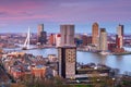 Rotterdam, Netherlands Skyline at Dusk Royalty Free Stock Photo