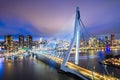 Rotterdam, Netherlands Skyline at Night Royalty Free Stock Photo