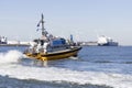 Rotterdam, the Netherlands - 2022-02-26: A small vessel of pilot service in the port of Rotterdam