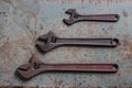 Rotterdam, Netherlands - 11-11-2022: Three vintage Bahco adjustable spanners flat lay