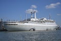 ROTTERDAM, NETHERLANDS - View of the SS Rotterdam, a grande dame historic ocean liner and cruise ship, now a hotel ship in Royalty Free Stock Photo