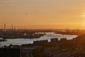 Rotterdam Port Dusk Panorma from Euromast Royalty Free Stock Photo