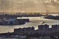 Rotterdam Port Dusk Panorma from Euromast Royalty Free Stock Photo
