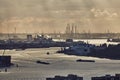 Rotterdam Port Dusk Panorma from Euromast Royalty Free Stock Photo