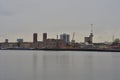 Rotterdam`s skyscrapers seen from the other side of the Meuse