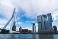 Rotterdam Skyline with Erasmus Bridge Kop van Zuid neighborhood, The Netherlands Royalty Free Stock Photo