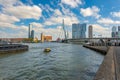 Rotterdam skyline with Erasmus bridge over the Meuse river and modern office buildings at Kop van Zuid, the Netherlands Holland Royalty Free Stock Photo