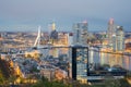 Rotterdam Skyline at night in Netherlands Royalty Free Stock Photo