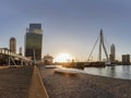 Rotterdam skyline during sunset Royalty Free Stock Photo