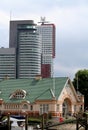 Contrast between old and new buildings Royalty Free Stock Photo