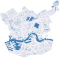 Rotterdam vector map with river and main roads Royalty Free Stock Photo