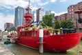 Rotterdams Wijnhaven with old fireship Royalty Free Stock Photo