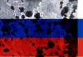The rotting flag of Russia. Plague. Sick. The share of the occupier and the terrorist. Fungus and death on the Russian flag Royalty Free Stock Photo