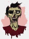 Rotting Zombie in Hand Draw Style, Vector Illustration