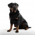 Rottweiler breed dog isolated on a clean white background