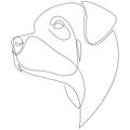 Rottweiler dog portrait. Continuous line. Dog line drawing. Vector illustration Royalty Free Stock Photo