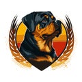 Rottweiler dog mascot character logo design with badges Royalty Free Stock Photo