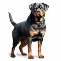 Colorful Realism: Rottweiler Dog Standing Illustration On White Background