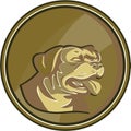 Rottweiler Guard Dog Head Gold Medallion Retro