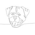 Rottweiler, guard dog, service dog, dog breed, companion dog one line art. Continuous line drawing of friend, dog, doggy