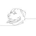 Rottweiler, guard dog, service dog, dog breed, companion dog one line art. Continuous line drawing of friend, dog, doggy