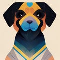 Rottweiler portrait flat illustration. Stylized dog minimalistic illustration. Closeup full face portrait. AI-generated