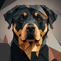 Rottweiler portrait. Low poly design. Vector illustration.