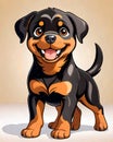 Rottweiler puppy dog cartoon character Royalty Free Stock Photo