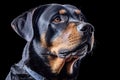 Rottweiler in studio setting against black backdrop, Royalty Free Stock Photo